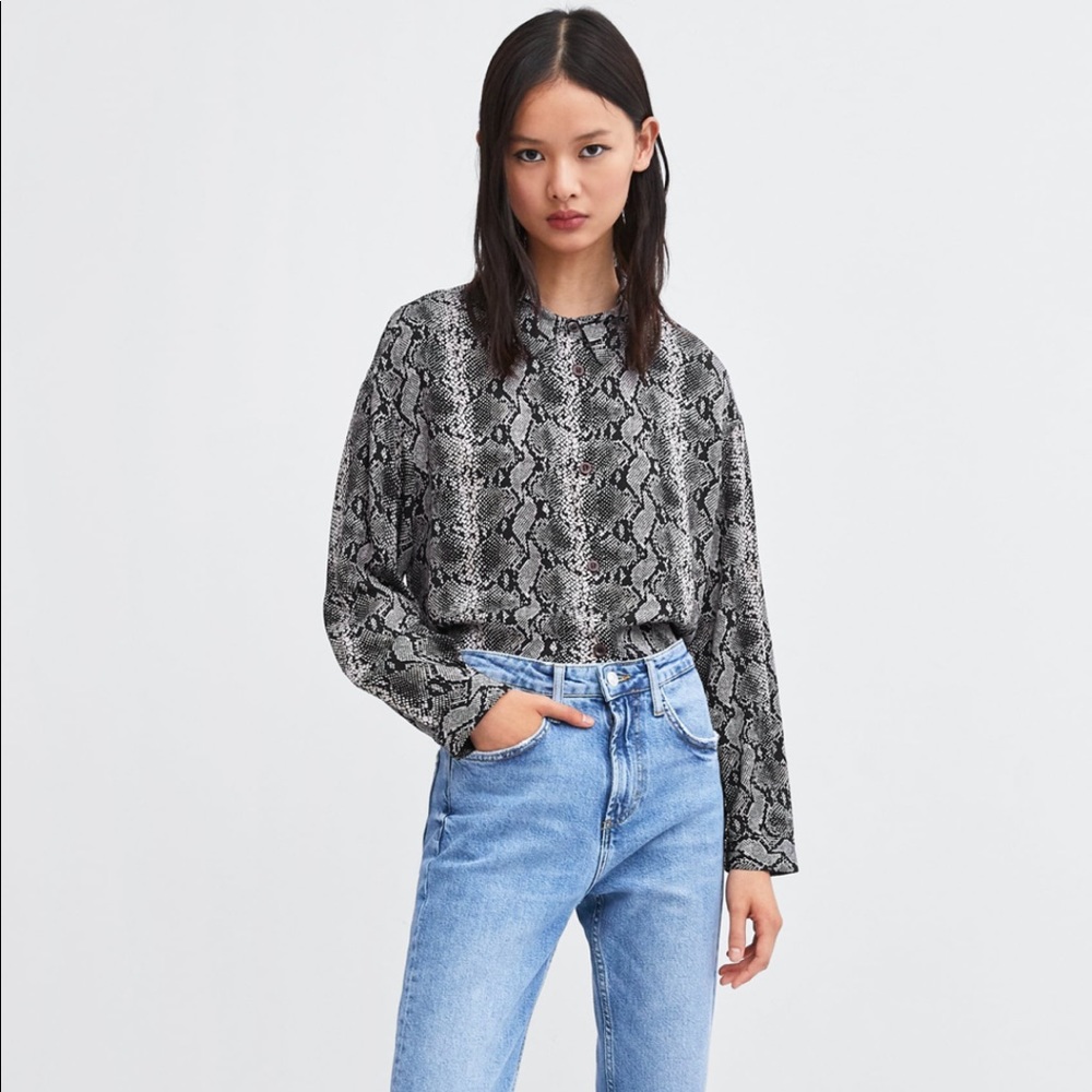 Zara Cropped Snake Print Top